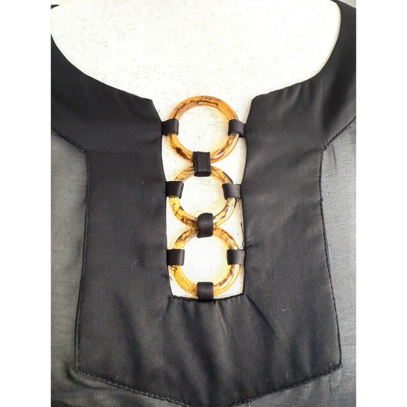 Heirloom Limited Black Brown Leaves Women's Transparent Top S-M - Picture 3 of 7